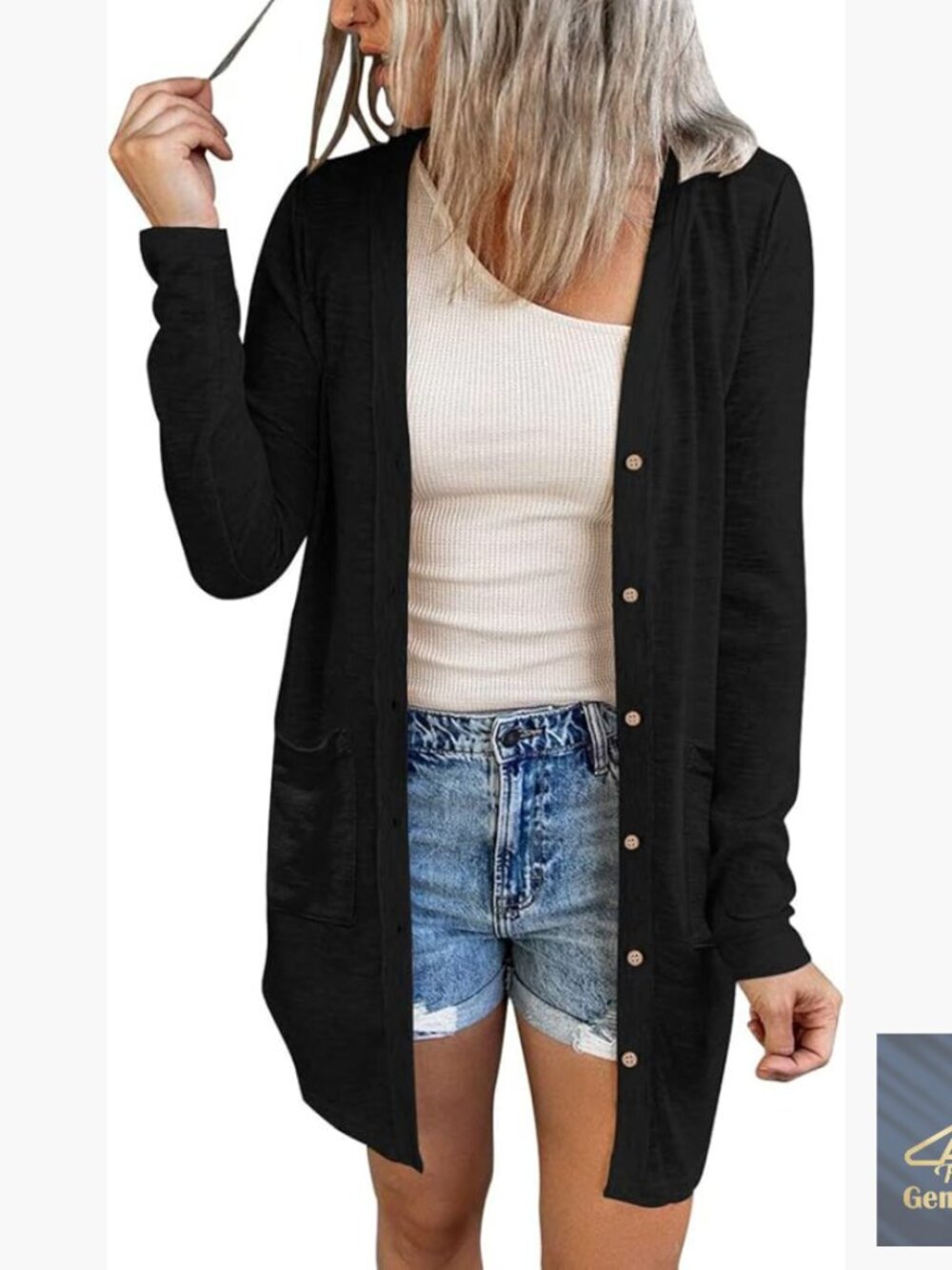 Lightweight Cardigan Open Front Long Sleeve Loose Fit with Pockets